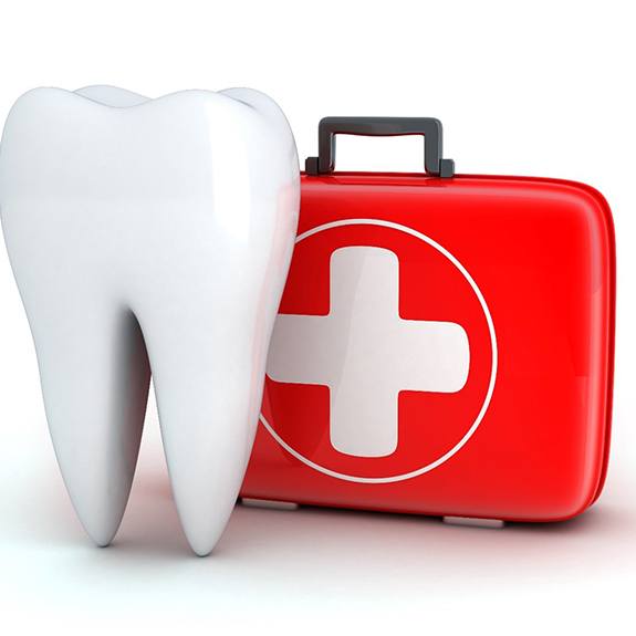 Tooth next to kit for dental emergencies in Royse City, TX