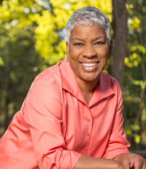 Smiling older woman with dentures