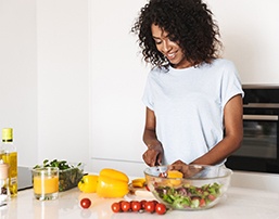 Woman preparing a healthy meal for dinner