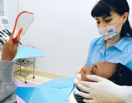 Woman at consultation for veneers