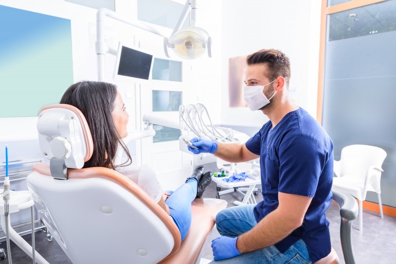 Patient at dental cleaning